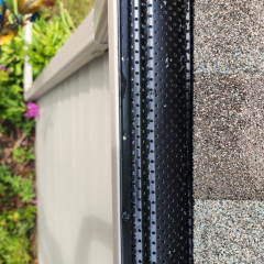 Various samples of gutter leaf protection systems designed to prevent debris buildup and improve water flow
